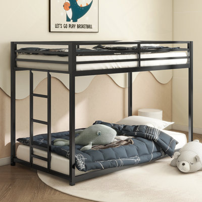 Lit superposé simple au-dessus de simple Adam noir robuste pour enfants et adultes, lit superposé simple au-dessus de simple avec échelle et garde-corps, lit facile à monter, identique à l'original B083124170