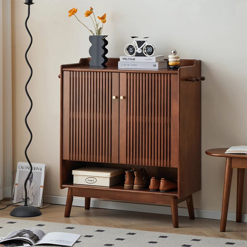 Modern Nut-Brown Solid Wood Shoe Storage