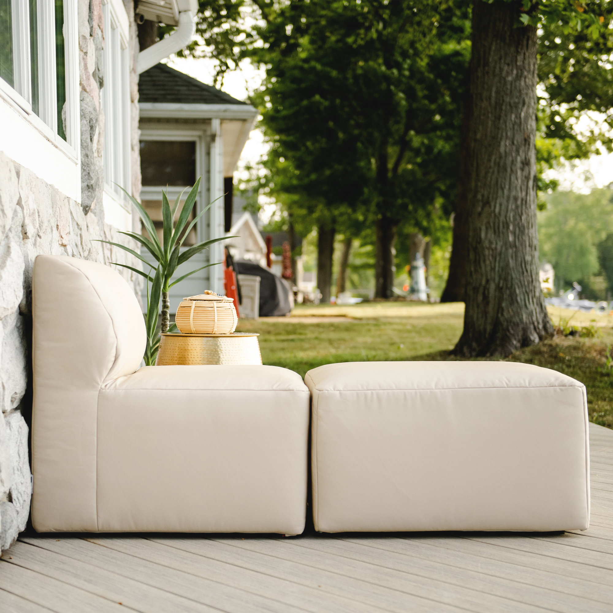 Big Joe Patio Outdoor Lounge Chair & Ottoman Set, Bask Terra