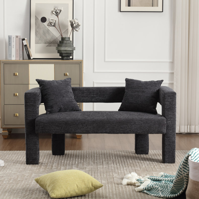 Ciyah Modern Loveseat Sofa, Carbon Black