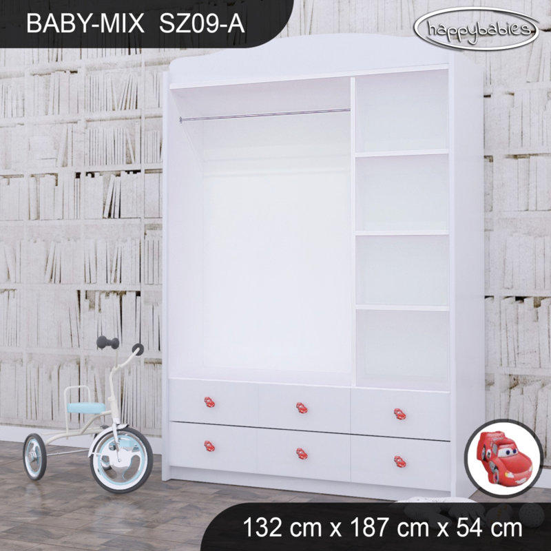 Baby 3 Door Wardrobe, Red/White