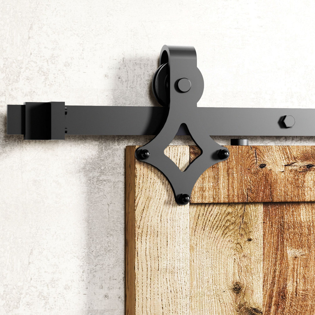 Diamond Design Black Rustic Non-Bypass Single Track Two Door Hardware Kit(Door Not Included) Vancleef Track 