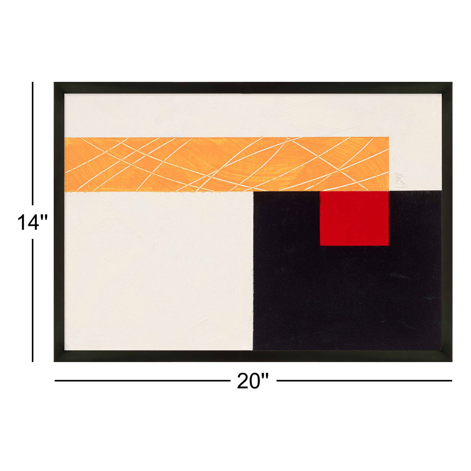 Composition With Yellow 1 by Robert Kamnatnik, Black Framed Paper, 14" H x 20" W x 1.25" D
