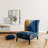 Blue and Yellow Intuitive Expressions I - Velvet Upholstered Contemporary Slipper Chair, Blue Accent Chair