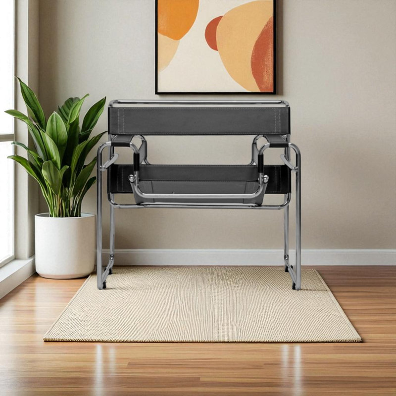 Abode Mid-Century Black Finish 2-Piece Faux Leather Counter Stool Set, 29.67" H X 28.01" W X 30.74"D