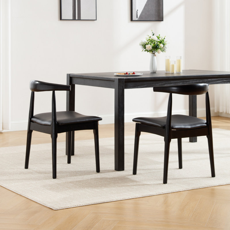 Modern Upholstered Dining Chairs With Backrest, With Solid Wood Frame, For Dining Room/Living Room