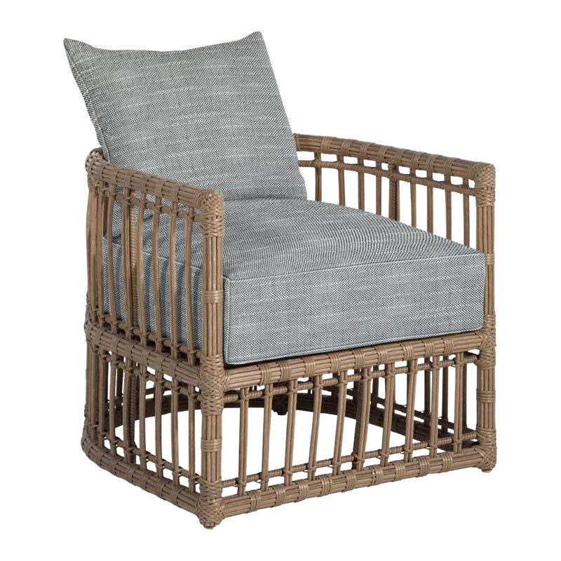 Newport Arm Chair with Cushions, Rollo Silver, No Welt, Newport #66 Burlap
