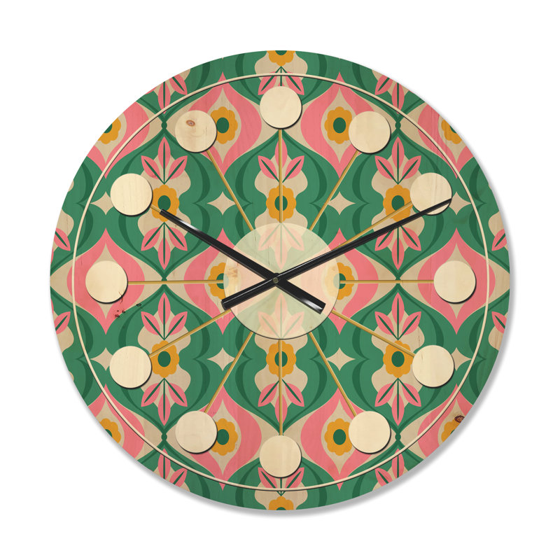 Horloge murale à motif de fleurs et de feuilles, Petit