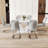 Marble Pattern MDF Dining Set  With 6 PU Chairs-1540009673