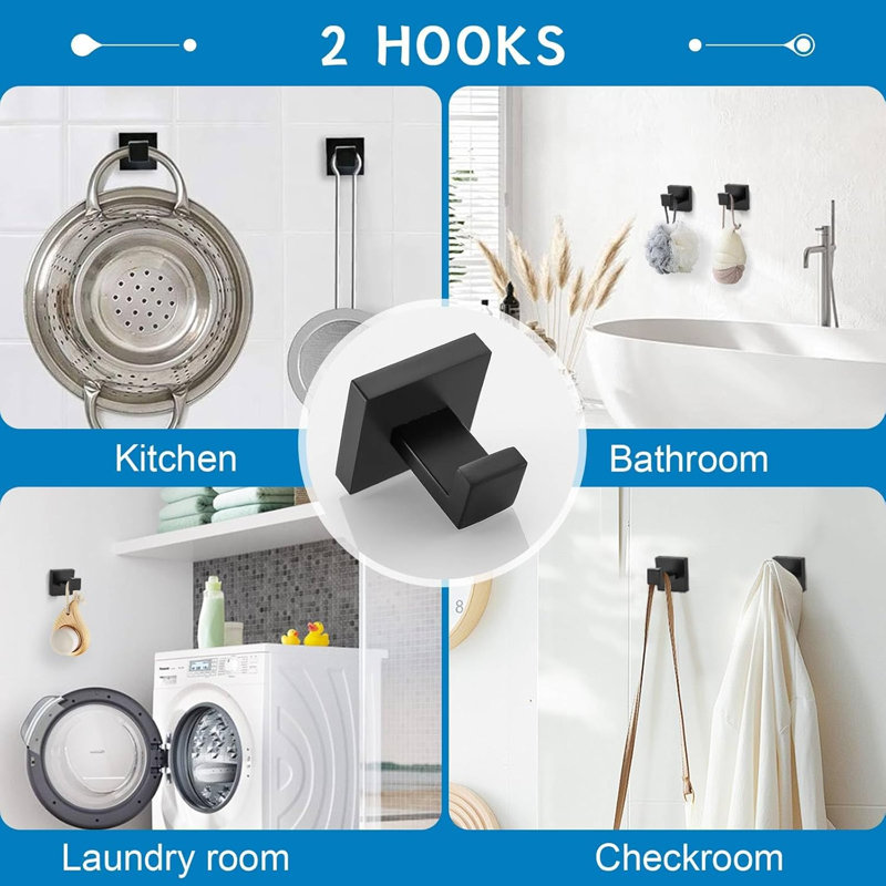 10-Piece Bathroom Hardware Set - Towel Bar, Holder & Hooks - Premium SUS304 Stainless Steel - Wall Mounted Modern Design For Bathroom & Kitchen