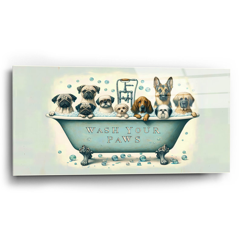  «Clean Paws» par Rich Monet, art mural en verre acrylique, 24 po x 12 po, H 12 po x l 24 po