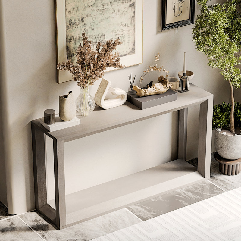 Console rectangulaire avec rangement pour le hall d'entrée et le salon, Gray