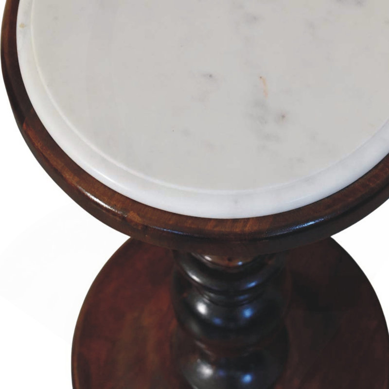 Wood Bellmont Marble-Top Side Table,Brown With Pattern