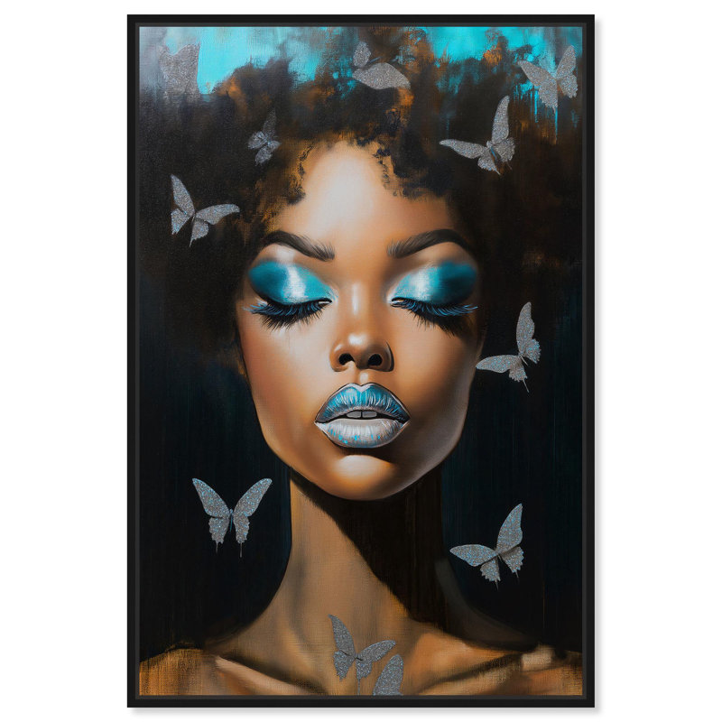 «Shimmering Queen Canvas Ebony Portrait Art» par Art Remedy, Cadre noir, H 16 po x l 11 po