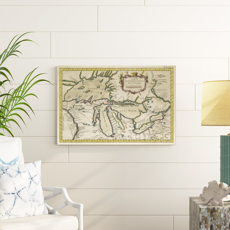 Carte des Grands Lacs, H 24 po x l 36 po x P 1,25 po