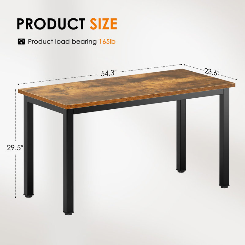 Large Computer Desk, Composite Wood Board, Decent And Steady Home Office Desk/Workstation/Table 54.3Inch Retro Black