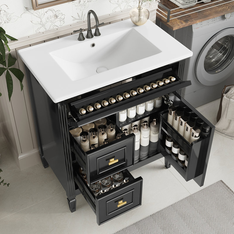 Meuble-lavabo 30 po avec lavabo, Noir