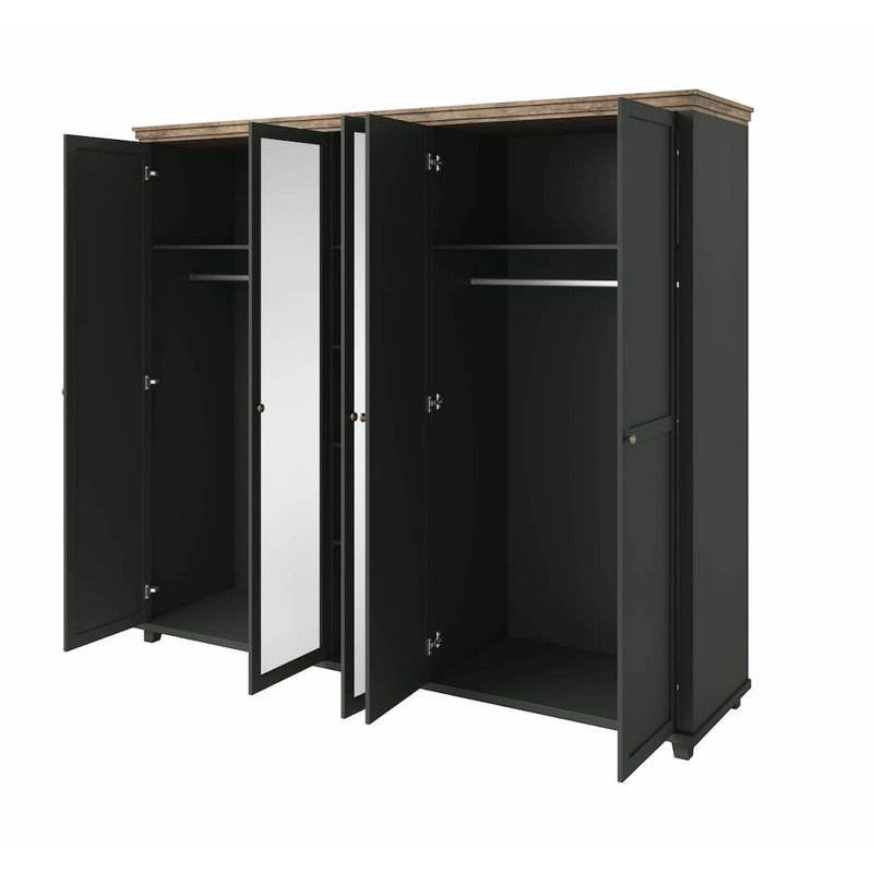 Nielsine 5 Door Manufactured Wood Wardrobe, Green/Oak