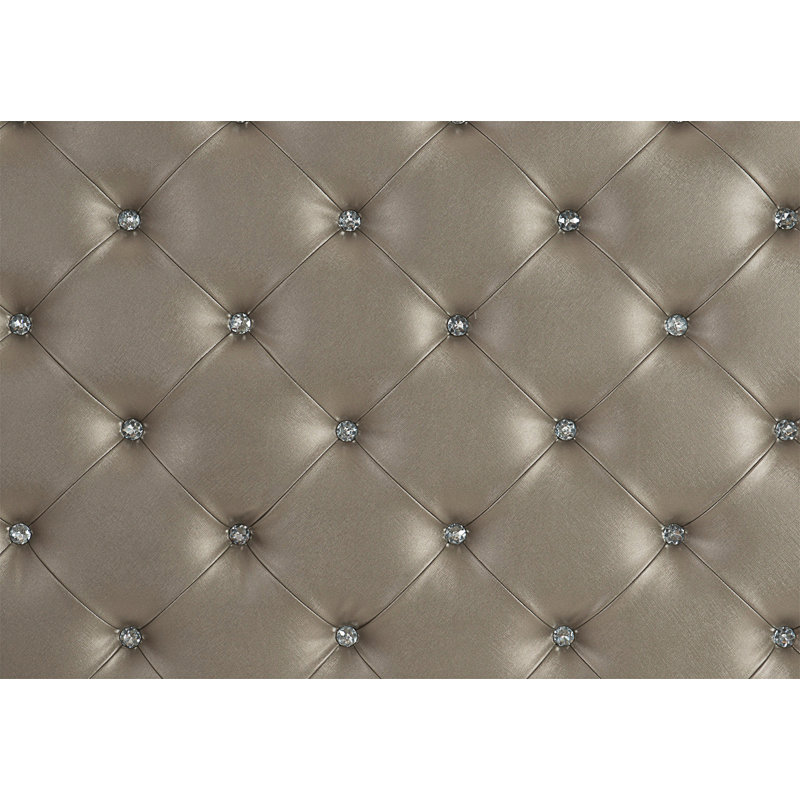 Mobilier de chambre en bois capitonné à boutons argentés