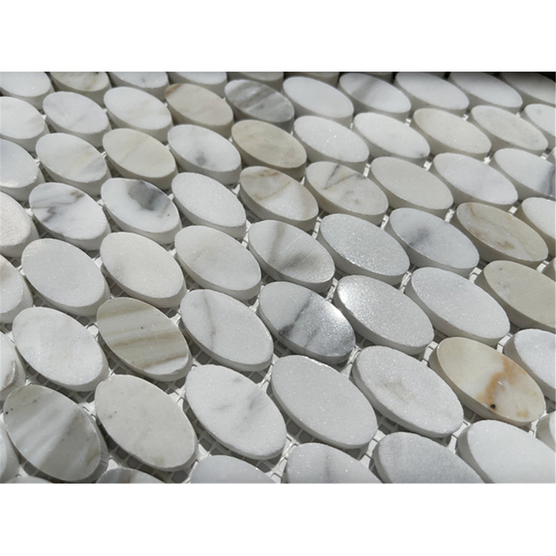 Calacatta 12" x 12" Marble Mosaic Tile, White/Gray