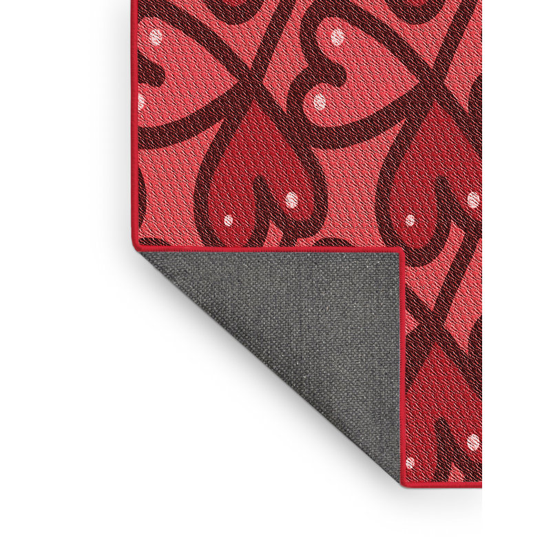 Tapis rouge en laine à motif géométrique, Rectangle 2 pi x 3 pi