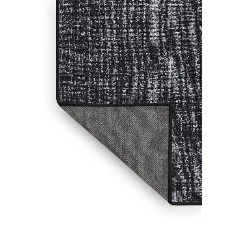 Tapis en laine gris foncé / noir, Rectangle 8 pi x 12 pi