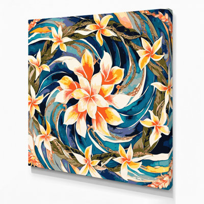Hawaiian Lei Patterns Gray Canvas Wall Art