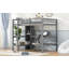 Lit mezzanine double avec tablettes multifonctionnelles et bureau sous le lit