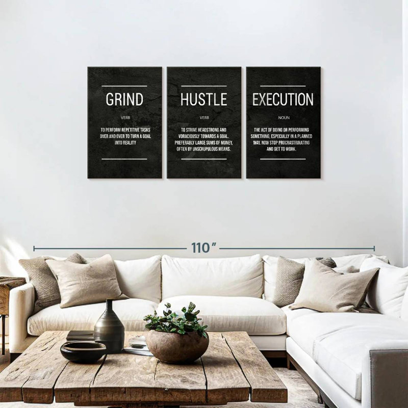 Impression sur toile Grind Hustle, H 36 po x l 74 po x P 1,25 po