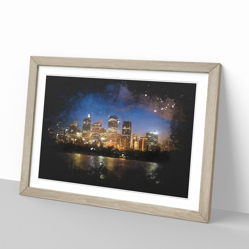 Sydney Skyline Vol.2 - Picture Frame Painting, 27cm H x 36cm W x 2cm D, Oak Framed