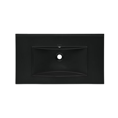30" Zero Hole Vanity Sink Top In Matte Black