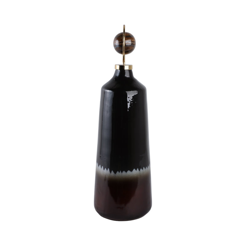 Sagebrook Home 20" Oscar Small Tiger's Eye Stone And Metal Bottle, 26" H x 8" W x 8" D