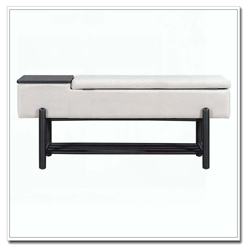 Banc de rangement rembourré avec compartiment caché, banc d'entrée moderne pour le salon, le vestibule et les couloirs, Noir