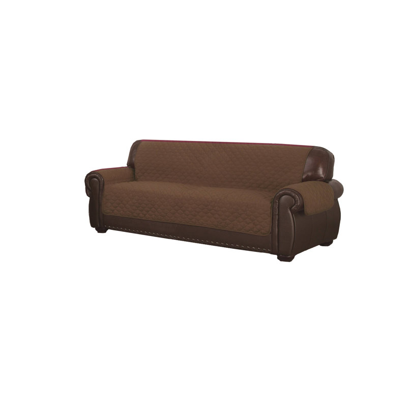 Housse pour canapé à coussins carrés/rectangulaires réversible, Chocolat / Naturel