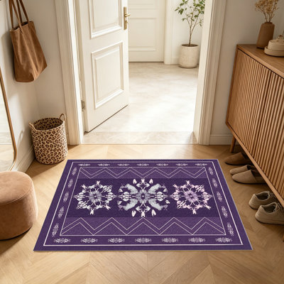 Tapis mauve à encre mauve pour le salon, doux et confortable, convient à toutes les saisons, facile à entretenir, tapis de sol intérieur lavable à la machine, sous la table de ferme convenant à la chambre à coucher, à la salle à manger, au bureau, au patio, au balcon, à la décoration intérieure