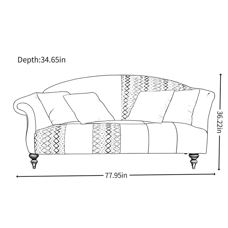 American Simple Living Room Sofa, Blue