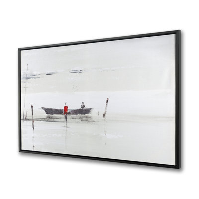 Minimalist Boat on the Lake - Toile encadrée, décoration intérieure