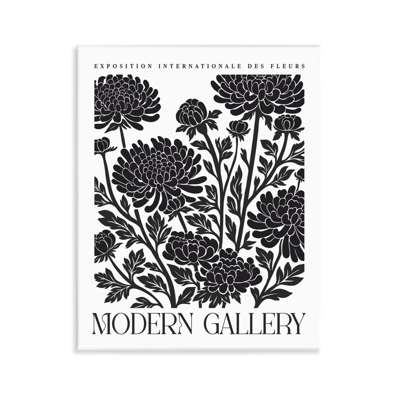 Art moderne sur plaque de fleurs de chrysanthème moderne, design par lettré et doublé