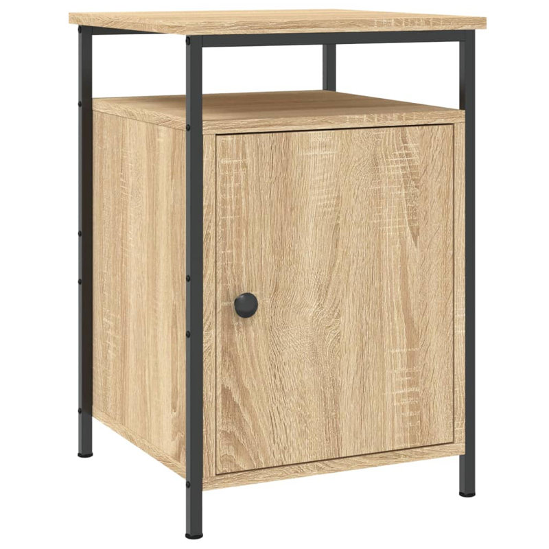Cyndra 40cm W Iron Bedside Table, Sonoma Oak