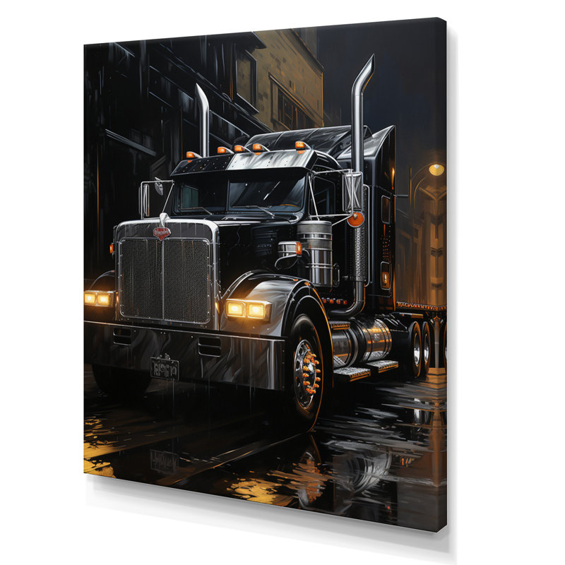 «Midnight Cruiser Semi Truck IV», reproduction d'art sur toile, H 40 po x l 30 po x P 1,5 po, Toile tendue