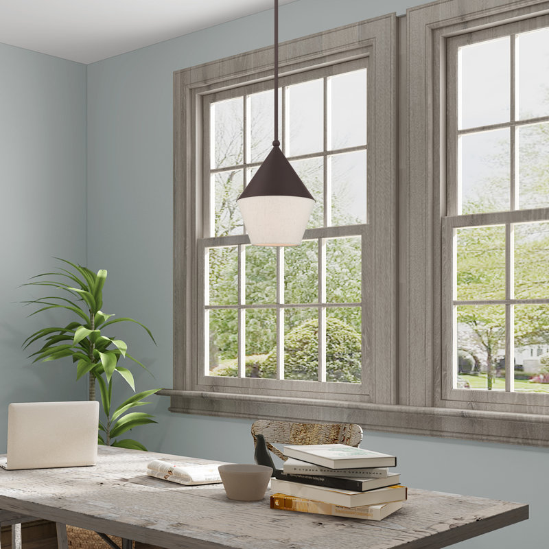 Luminaire suspendu géométrique à 1 lumière Harbourvale, Bronze, Gruau