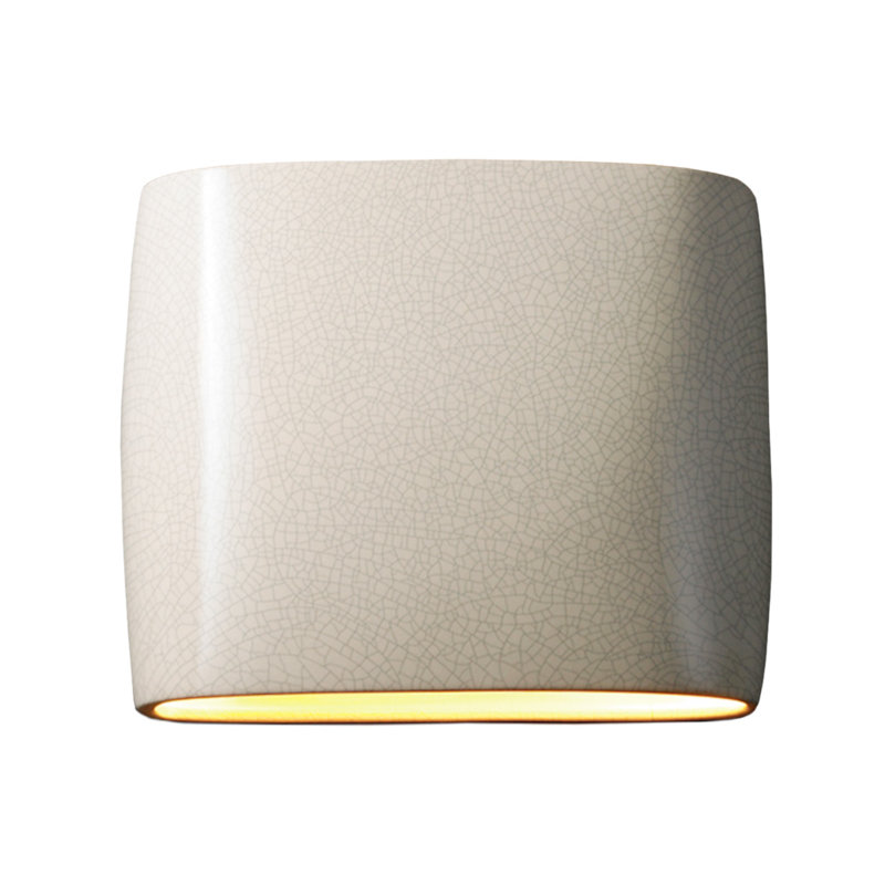 Armance Ceramic Flush Mounted Sconce, White Crackle, 9.75" H x 12" W x 4" D