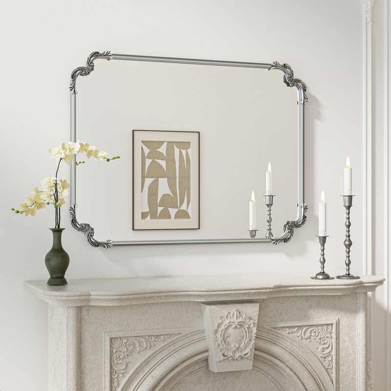 Miroir d'appoint Genan, 40 po x 30 po, Argent antique