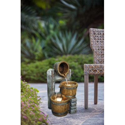 Fontaine décorative à 3 niveaux 10,4 x 9,4 x 19,1 po avec lumières et pompe