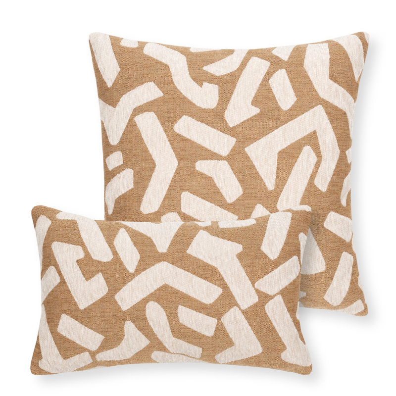 Fascination Sunbrella® Throw Square Indoor/Outdoor Pillow Cover & Insert by Elaine Smith, 20"H X 20"W, Caramel