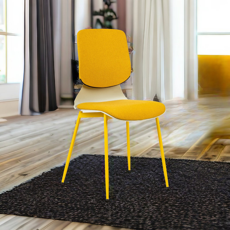 Chaise d'appoint rembourrée en lin Gigu, Jaune