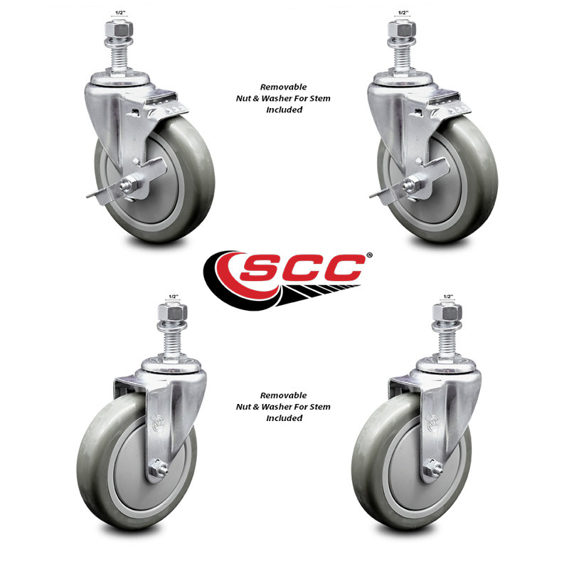 Ensemble de roulettes de rechange avec freins Advance Tabco - SCC, Gris
