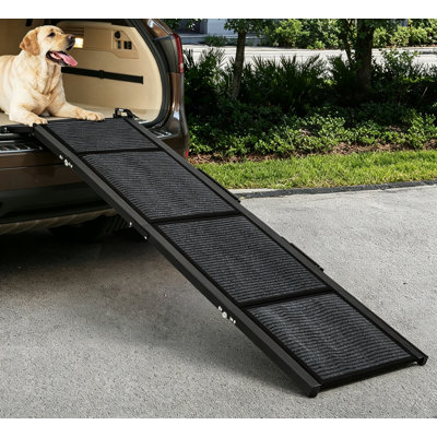 Upgraded Heavy Duty Dog Ramp for Large Dogs - 71" Long x 17" Wide Folding Pet Ramp with Non-Slip Surface & Side Rails, 300LBS Capacity for SUV, Truck, Outdoor, Indoor Use (Portable Design)