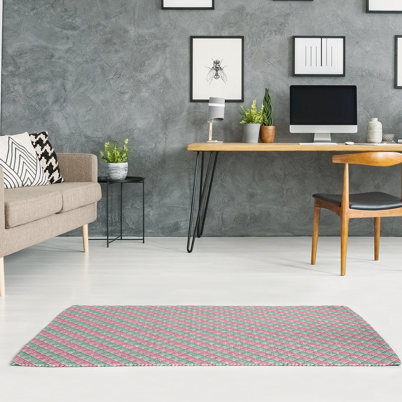 Tapis à aquamarine/zone saumon dégradé geometry, Rectangle 5 pi x 7 pi