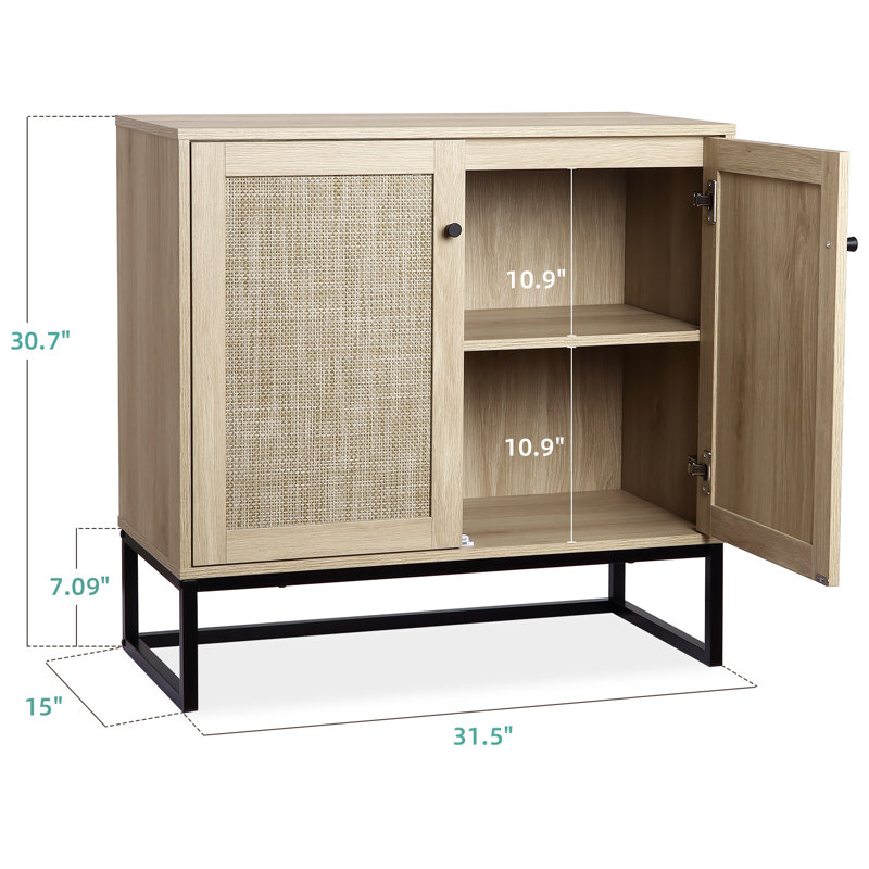 Rattan Buffet Cabinet With Storage Adjustable Shelf